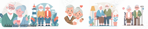 Vector of an elderly couple