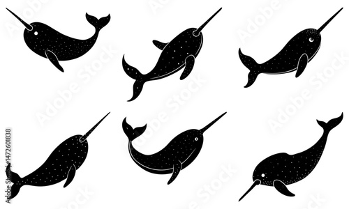 Narwhal Silhouette vector illustration