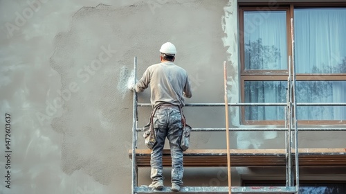 Modern house repairs and renovations involve:
- Applying a layer of plaster to walls.
- Using stucco to make walls smooth.
- Painting the outside walls using scaffolds.