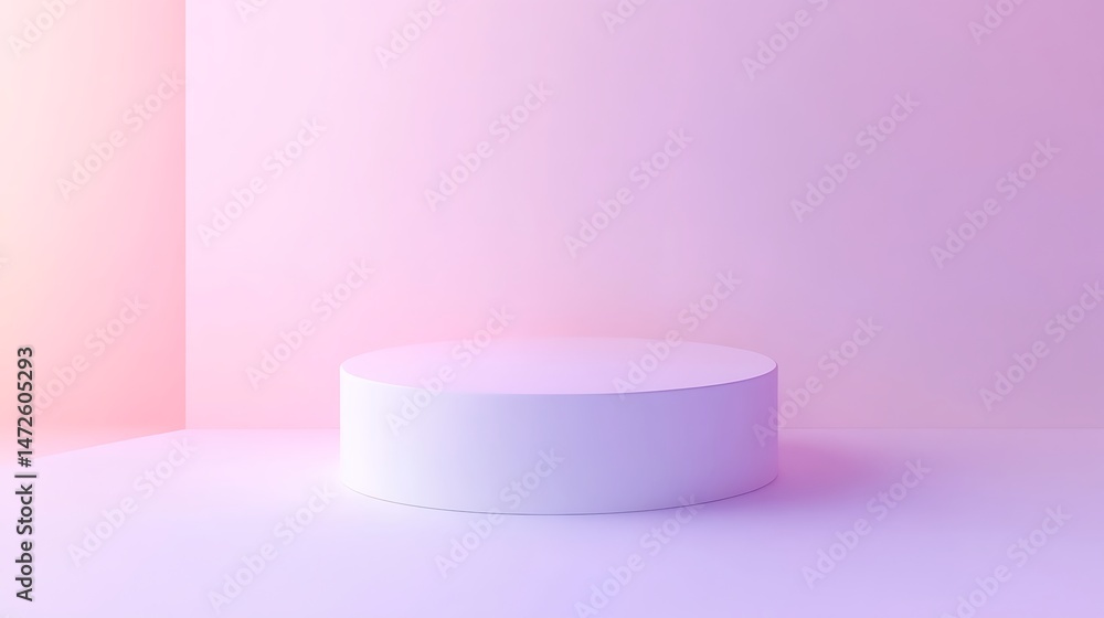 Pastel Room with White Cylinder Podium. Pastel Room with White Cylinder Podium.