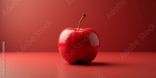 Una Manzana roja sobre fondo rojo