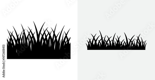 Black Silhouette of Grass on a White and Gray Background