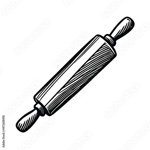 rolling pin cooking tool line sketch
