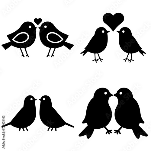 Loving Birds A Black and White Silhouette