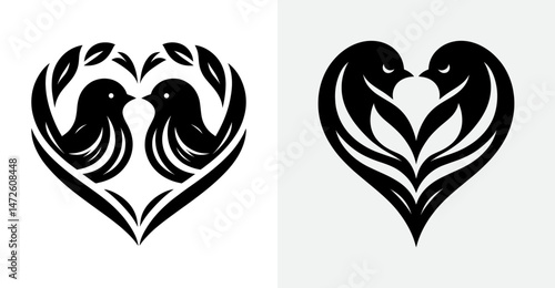 Lovebird Silhouette Heart Design