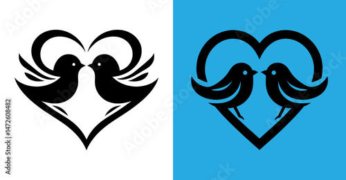 Lovebirds in a Heart Silhouette