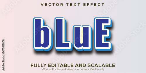 Bold Red 3D Vector Text Effect Design Featuring the Word "Blue" with Editable Styles.