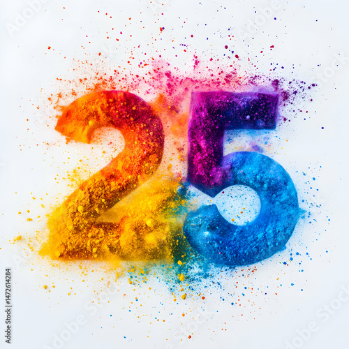 Chromatic Celebration: Number 25 in Vibrant Explosion of Pigment Artistry