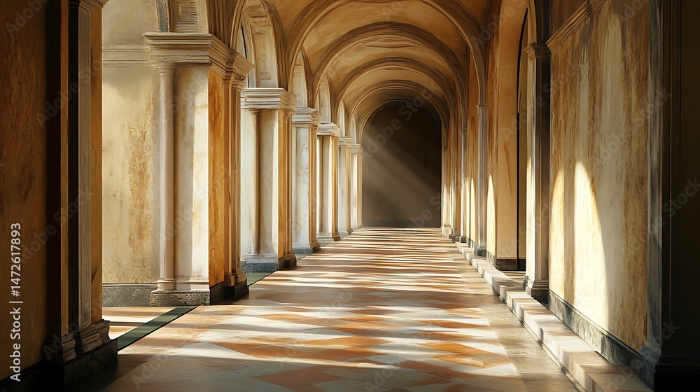 Obraz premium Sunlight dappled hallway