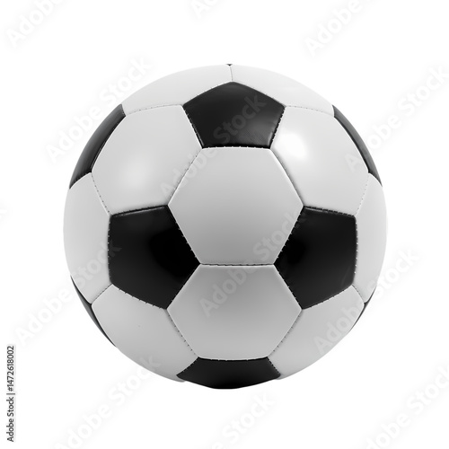 Classic Black and White Soccer Ball Image isolated on transparent background