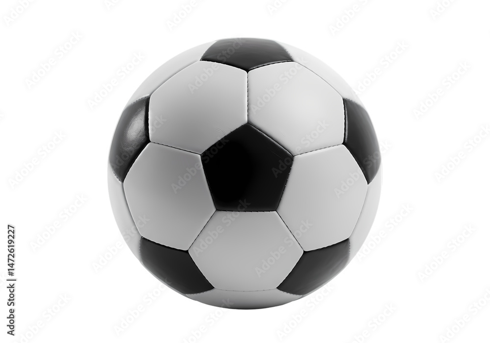 Fototapeta premium Classic Black and White Soccer Ball Image isolated on transparent background