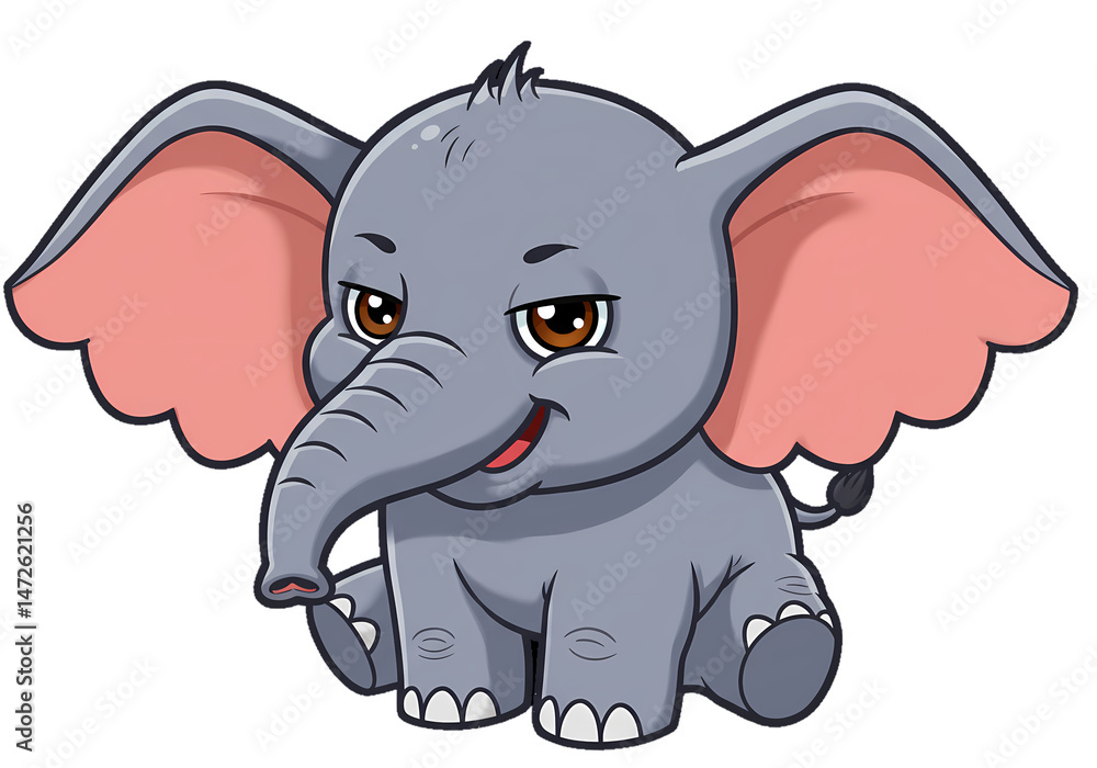 Naklejka premium Adorable Baby Elephant Cartoon Illustration Cute Elephant Image isolated on transparent background