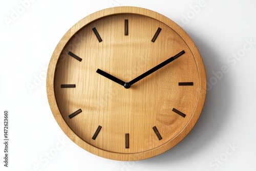 Wallpaper Mural Round wooden clock showing time on white background Torontodigital.ca