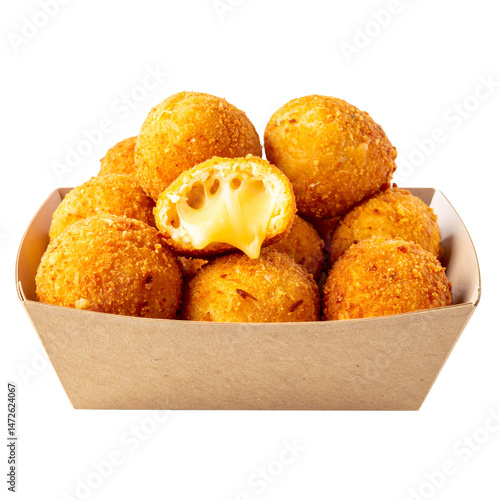 Crispy Melted Cheese Balls in Takeout Box – High-Resolution Transparent PNG
