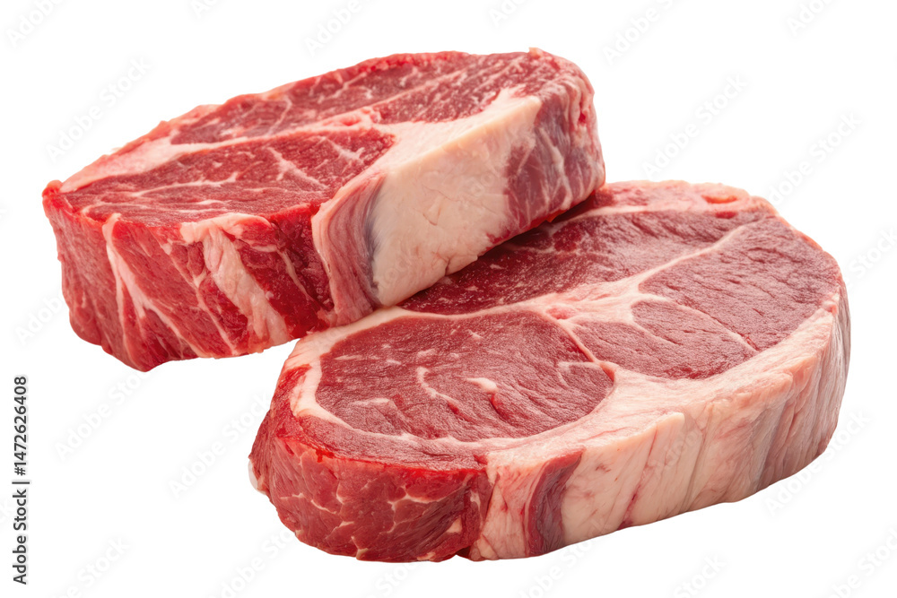 Obraz premium Fresh Cut Beef Steak Ready for Grilling and Cooking Preparation