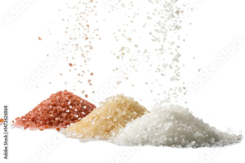 Vibrant Colors of Various Gourmet Salts on a Dark Background