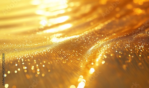 Golden shimmering water surface reflects light