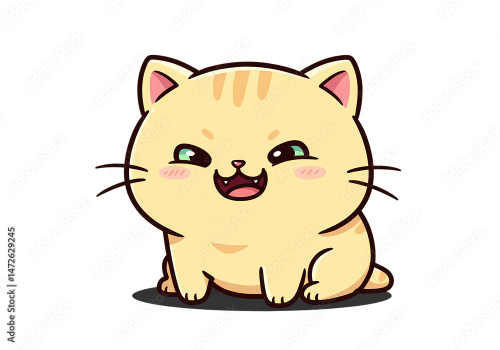 Fototapeta premium Cute Cartoon Cat Illustration isolated on transparent background
