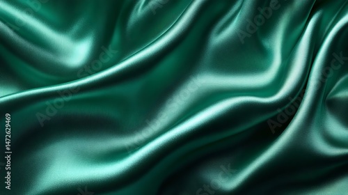 Elegant emerald green silk fabric with flowing textures, perfect for background or design elements in fashion, luxury, and lifestyle concepts.