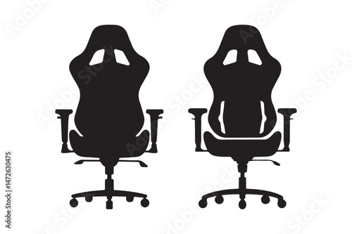 Gaming Chair Silhouette Icons Ergonomic Office Seat Vector Design