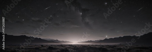 Vast, inky black sky ablaze with countless sparkling stars ,  sparkle,  glitter,  brilliance