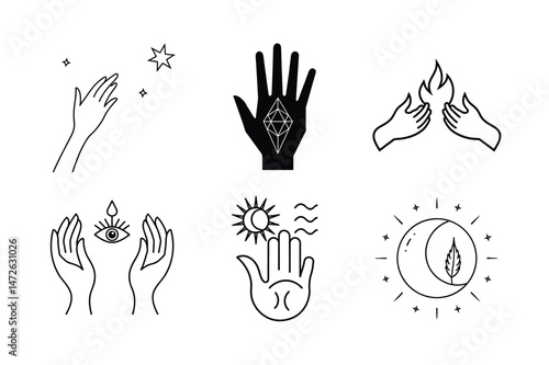 Mystic Hand Holding Floral Orb Silhouette
