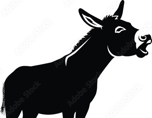 Vector Animal Illustration A Braying Donkey Silhouette