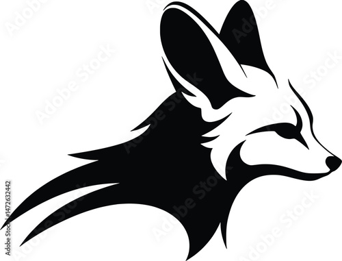 Elegant Vector Animal Illustration Fennec Fox Head Profile