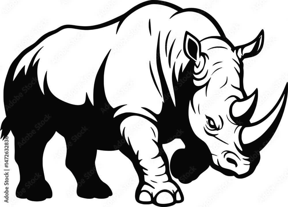 Fototapeta premium Powerful Rhino Vector Animal Illustration