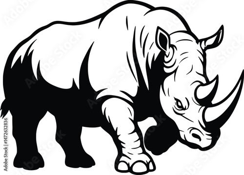 Powerful Rhino Vector Animal Illustration