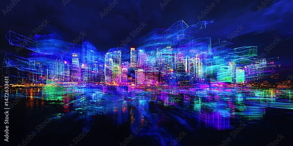 Obraz premium Dynamic Cityscape at Night