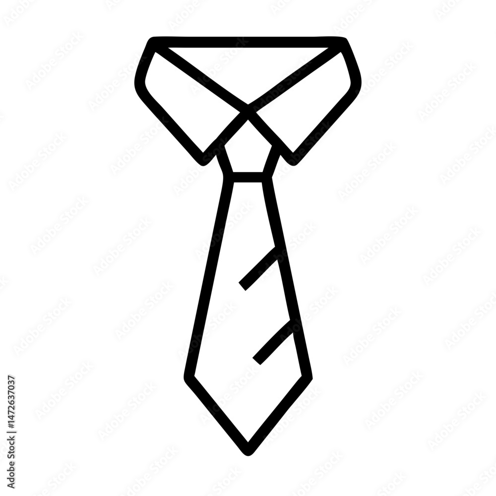 Stylish tie and shirt collar icon in black line art. Business and corporate clothing concept design for marketing materials and presentation slides Stylish tie and shirt collar icon in black line art. Business and corporate clothing concept design for marketing materials and presentation slides