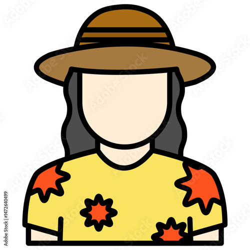 illustration woman with hat and beachwear