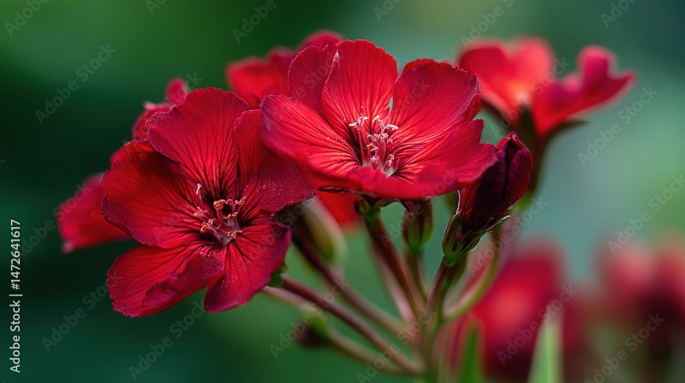 Elegant Arrangement of Vibrant Red Flowers on Green Background Elegant Arrangement of Vibrant Red Flowers on Green Background