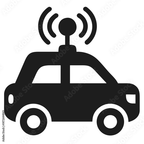Futuristic self driving car vector silhouette depicting radar and artificial intelligence concepts
