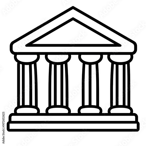 Simple line drawing of a classical style pavilion or gazebo with a gabled roof supported by six columns. The image is isolated on a transparent