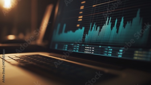 Laptop screen displaying financial charts