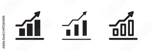 Growth icon set for revenue increase, business development, profit trends, and financial upturn