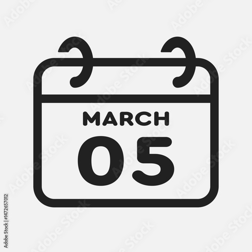 Icon page calendar day - 5 March