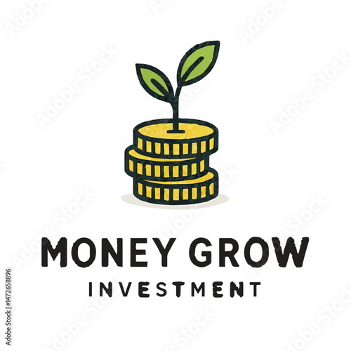 coin leaf sprout money grow investment logo vector icon illustration