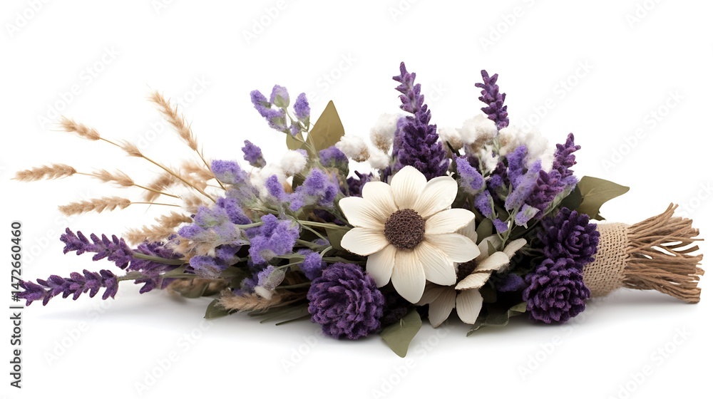 Fototapeta premium Lavender with wheat, and floral bouquet.
