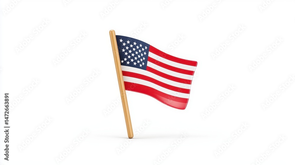Fototapeta premium Pixelated American Flag Waving on White Background
