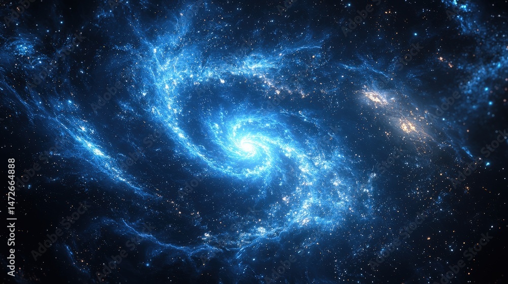 Obraz premium A captivating spiral galaxy in deep space, brilliantly lit.