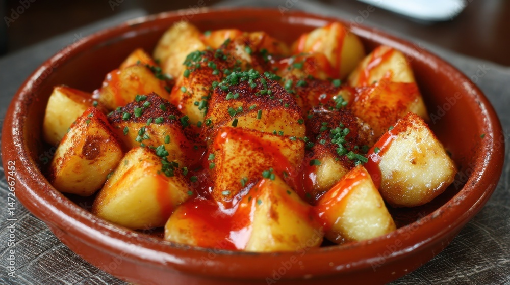 Authentic Patatas Bravas: Crispy Spanish Potatoes Topped with Spicy Tomato Sauce for a Perfect Tapas Experience Authentic Patatas Bravas: Crispy Spanish Potatoes Topped with Spicy Tomato Sauce for a Perfect Tapas Experience
