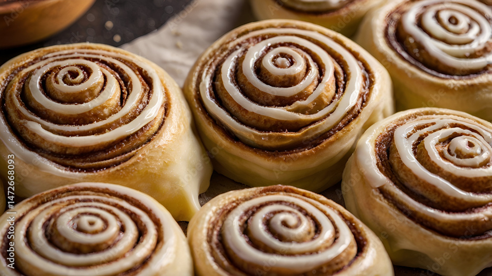 Fototapeta premium close up of cinnamon rolls