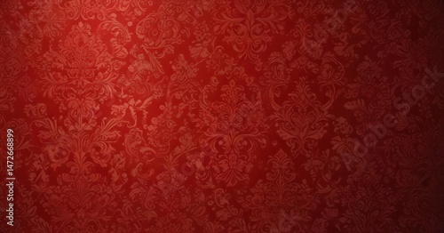 Rich red damask, ornate traditional background ideal for festive designs, brocade, red