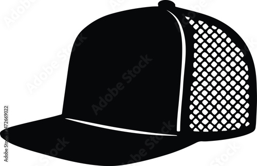 WebTrucker hat silhouette, Trucker hat line art vector, Trucker cap outline illustration