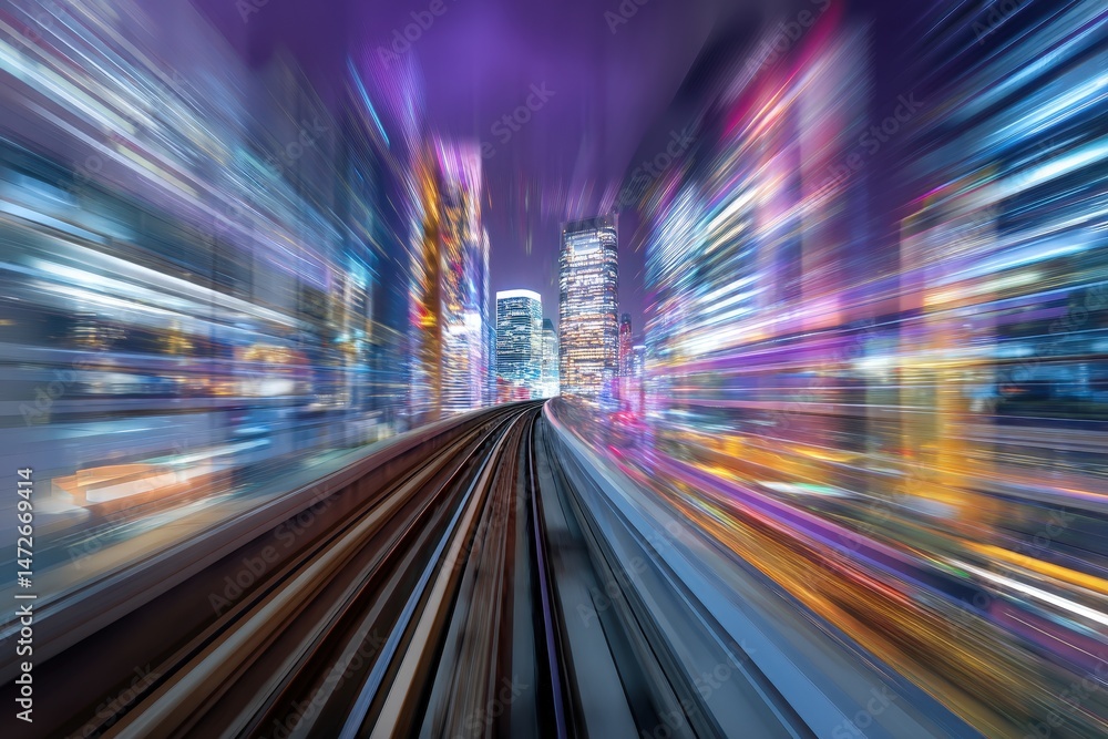 Dynamic cityscape with motion blur and vibrant lights. Dynamic cityscape with motion blur and vibrant lights.