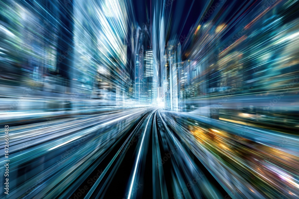 Futuristic cityscape with motion blur effect. Futuristic cityscape with motion blur effect.