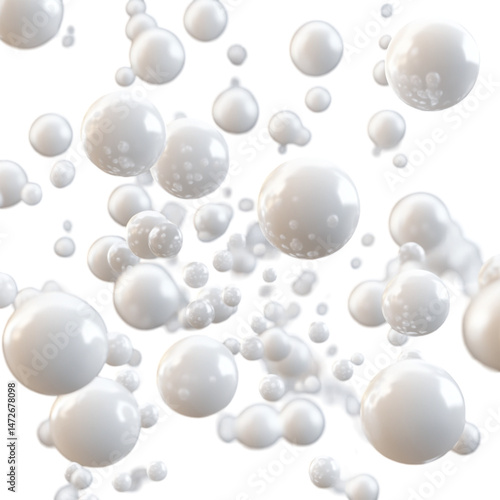 Randomly dropped ping pong balls in mid-bounce, with dynamic angle and slight blur effect, photorealistic finish, transparent background.